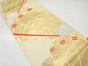 アンティーク　桧扇に古典柄織り出し袋帯（材料）